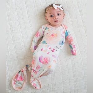Copper Pearl // Colorful Floral Baby Sleep Knotted Gown in pattern Bloom